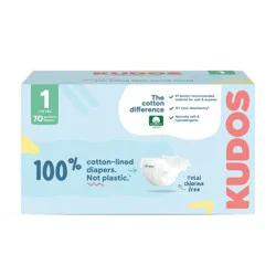 Kudos Chlorine Free Cotton-Lined Disposable Diapers - Size 1 - 70ct