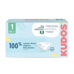 Kudos Chlorine Free Cotton-Lined Disposable Diapers - Size 1 - 70ct