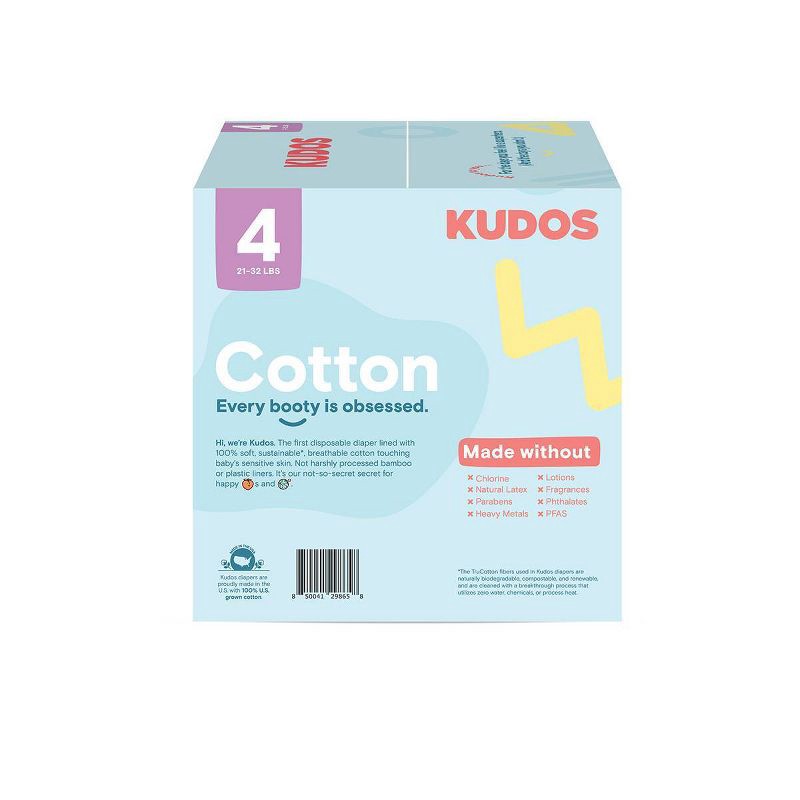 slide 4 of 14, Kudos Chlorine Free Cotton-Lined Disposable Diapers - Size 4 - 54ct, 4 x 54 ct