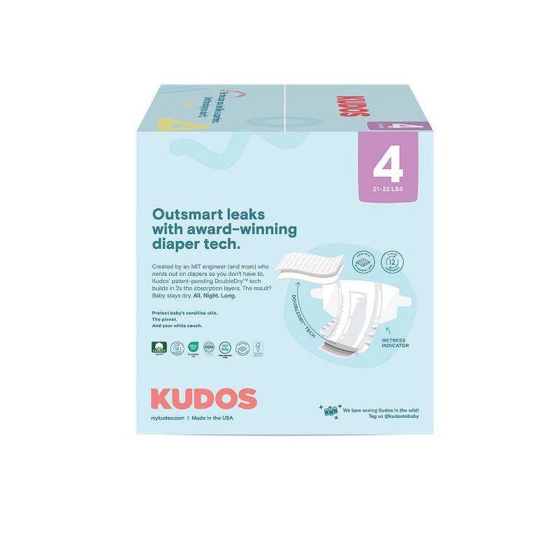 slide 5 of 14, Kudos Chlorine Free Cotton-Lined Disposable Diapers - Size 4 - 54ct, 4 x 54 ct