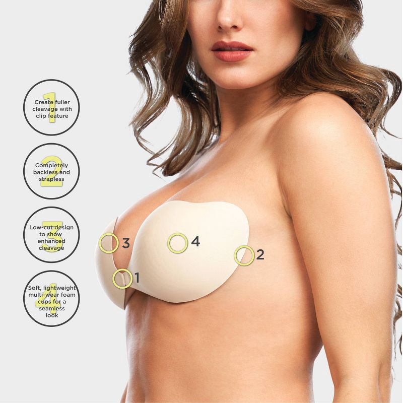 slide 5 of 6, Maidenform Women's Adhesive Clip Bra - Nude C: Seamless Polyester & Elastane, Knit Construction, Opaque, Size C, 1 ct