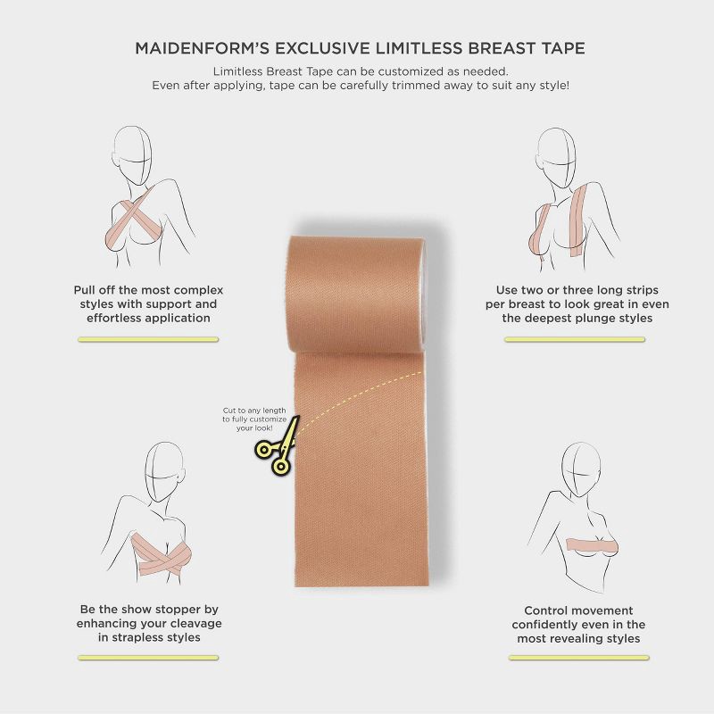 slide 4 of 4, Maidenform Women's Limitless Breast Tape - Nude One Size Fits Most: Seamless Polyester & Silicone Bra Accessory, 1 ct