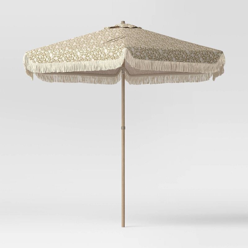 kroger marketplace patio umbrella Replacement Canopy for Origin 21 11' Market - RipLock 350 which weights can up to 220 lbs when filled with sand 7.5' Floral Fringe Edge Outdoor