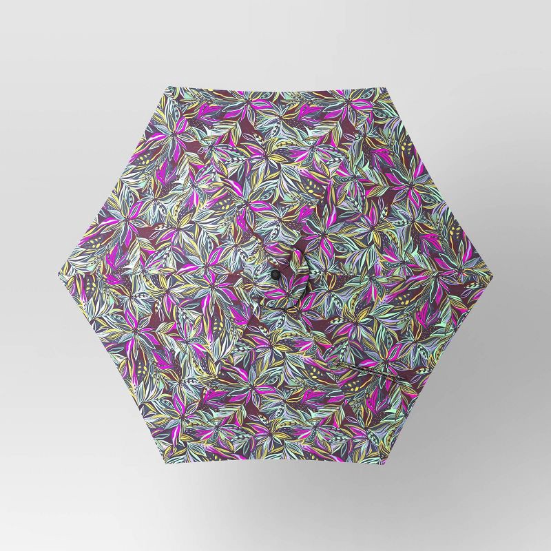 slide 4 of 6, 9' Round Tropical Foliage Outdoor Patio Market Umbrellas with Black Pole - Threshold™, 1 ct