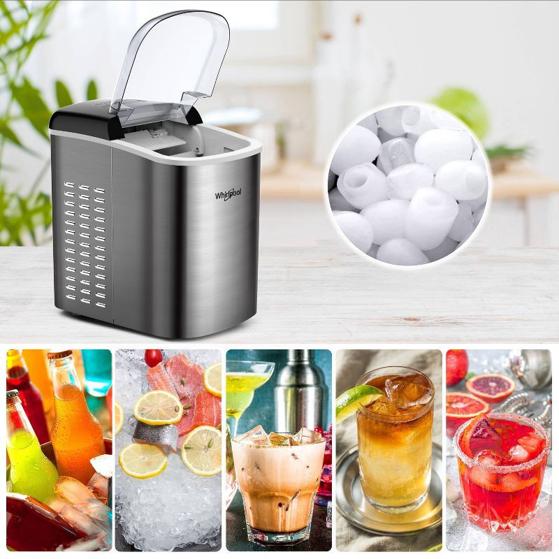 slide 5 of 5, Whirlpool Ice Maker Stainless Steel: Countertop Ice Machine, Bullet Shape, 26 lbs Daily Production, 1.5 lbs Storage Capacity, 26 lb, 1.5 lb