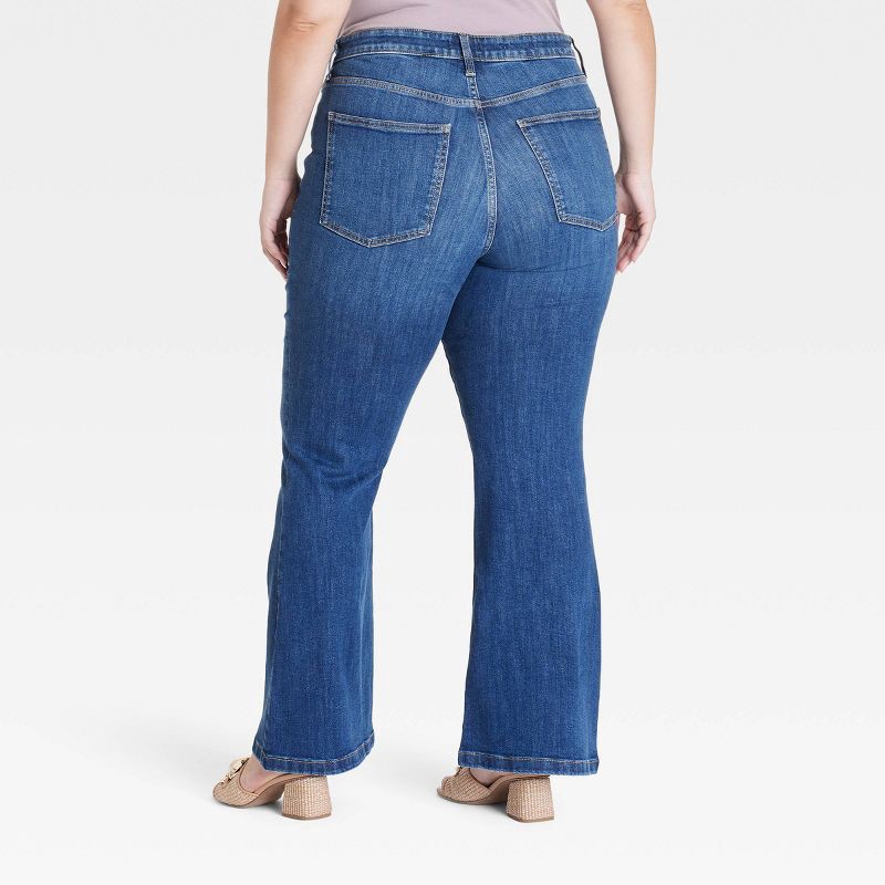 slide 2 of 3, Women's High-Rise Relaxed Flare Jeans - Ava & Viv™ Dark Wash 24: Cotton Spandex, Midweight Denim, 1 ct