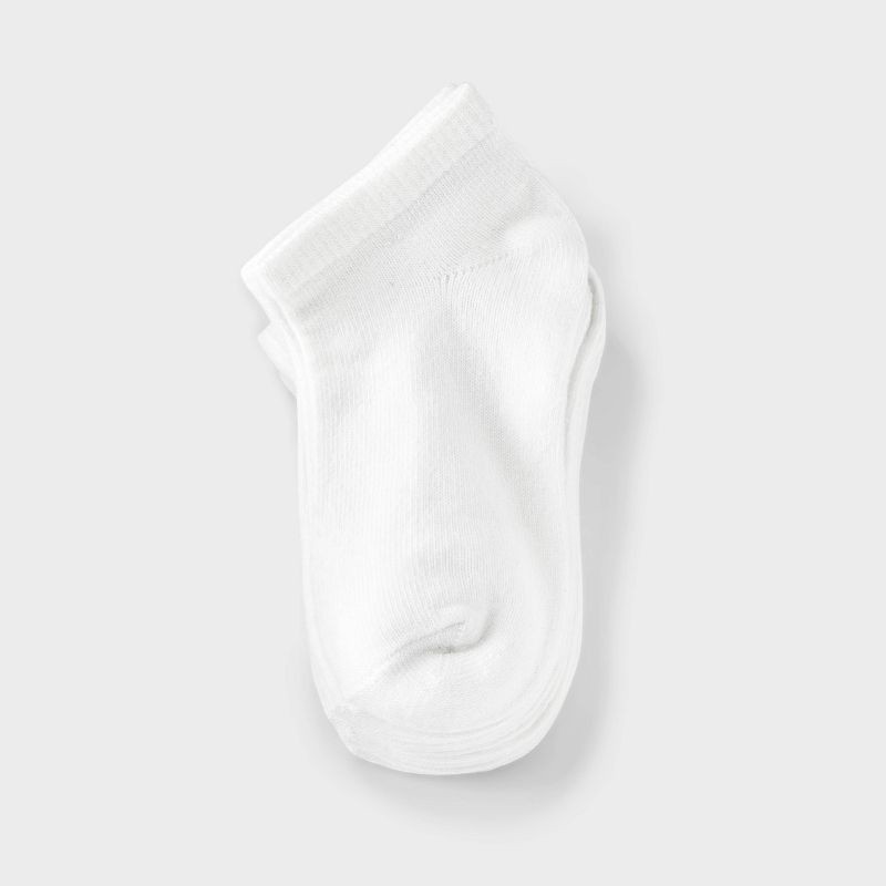 slide 3 of 3, Toddler 8pk Low Cut Socks - Dealworthy™ White 4T-5T: Knit Solid Pattern, Lightweight Fabric, Banded Cuff, Machine Washable, 8 ct