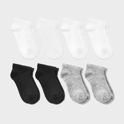 Toddler 8pk Low Cut Socks - Dealworthy™ 2T-3T White/Gray/Black: Knit Lightweight Banded Cuff