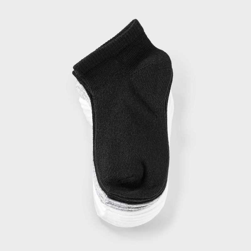 slide 3 of 3, Toddler 8pk Low Cut Socks - Dealworthy™ 4T-5T White/Gray/Black: Knit Banded Cuff, Lightweight Fabric, 8 ct