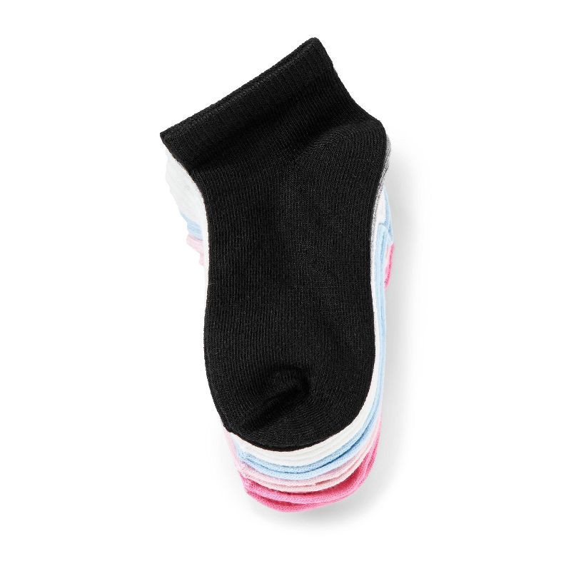 slide 3 of 3, Baby 8pk Low Cut Socks - Dealworthy™ Black/Blue/Pink 12-24M: Recycled Polyester, Lightweight Knit, Banded Cuff, 8 ct