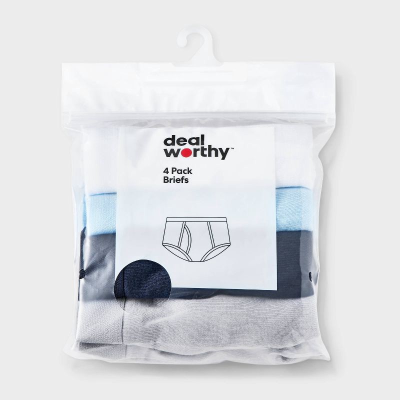 slide 2 of 3, Toddler Boys' 4pk Briefs - Dealworthy™ 4T: Cotton Blend, Recycled Polyester, Lightweight Knit, Pull-On Waist, Machine Washable, 4 ct