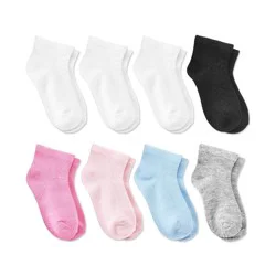 Baby 8pk Ankle Socks - Dealworthy™ Pink/Blue/Black 12-24M: Lightweight Knit, Banded Cuff, Machine Washable