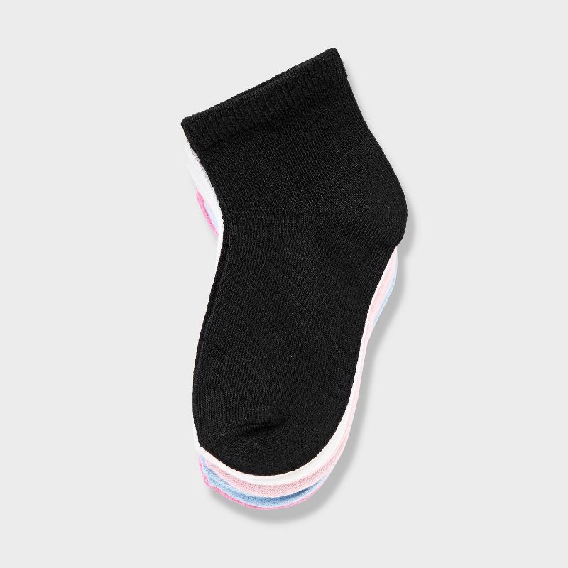 slide 3 of 3, Toddler 8pk Ankle Socks - Dealworthy™ Pink/Blue/Black 2T-3T: Lightweight Knit, Banded Cuff, Machine Washable, Tumble Dry, 8 ct