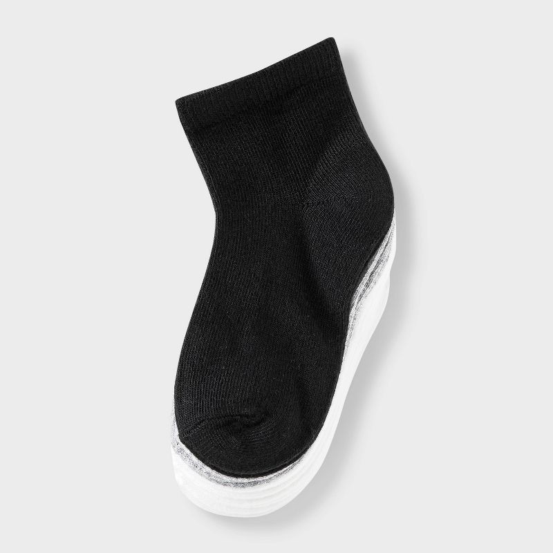 slide 3 of 3, Toddler 8pk Ankle Socks - Dealworthy™ 2T-3T White/Gray/Black: Lightweight Knit, Banded Cuff, Machine Washable, 8 ct