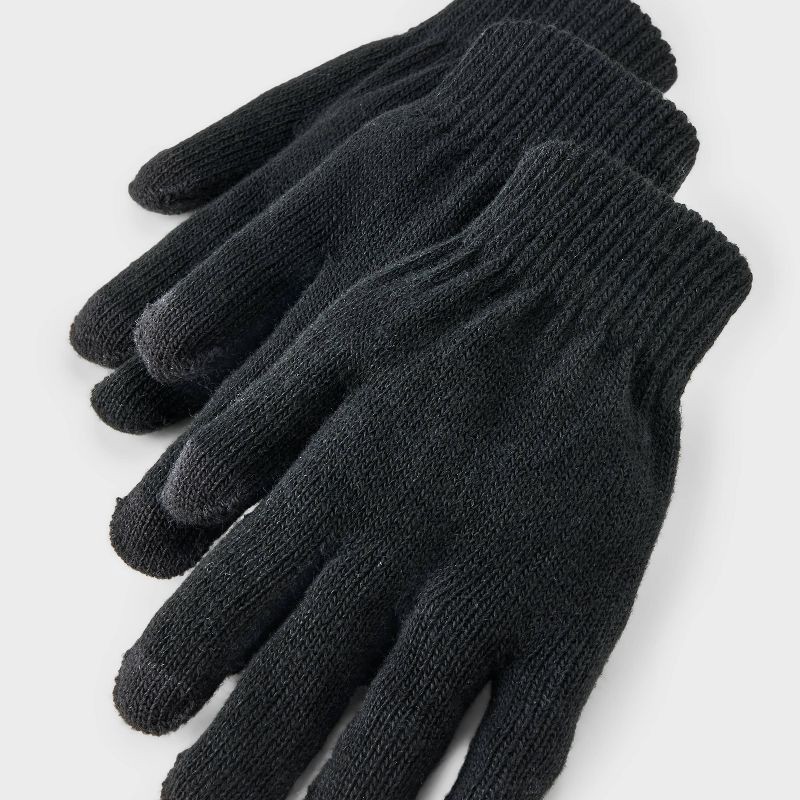 slide 2 of 3, Kids' 3pk Value Gloves - Cat & Jack™ Black, 3 ct
