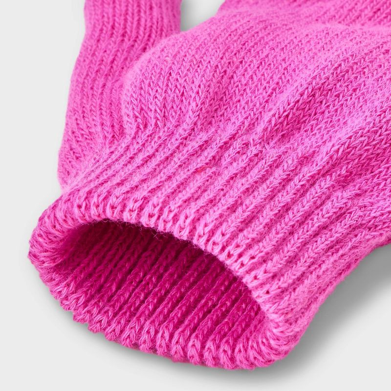 slide 3 of 3, Kids' 2pk Value Mitten - Cat & Jack™ Black/Pink, 2 ct