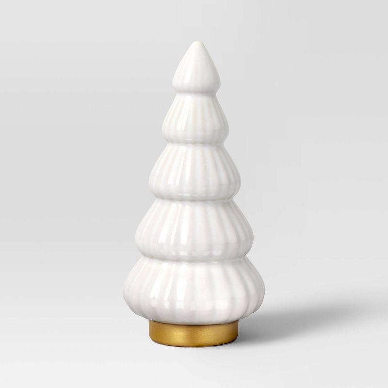 slide 1 of 3, Christmas Large Scalloped Ceramic Tree White - Threshold™, 1 ct