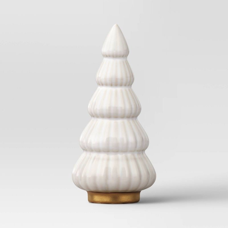 slide 1 of 3, Christmas Medium Scalloped Decorative Ceramic Tree White - Threshold™, 1 ct