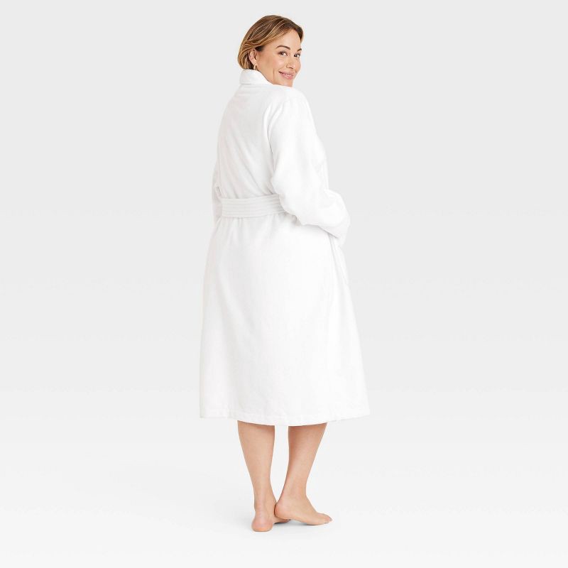 slide 2 of 3, Women's Terry Bath Robe - Auden™ White XL/XXL: Shawl Collar, Long Sleeve, Belt Loops, 1 ct