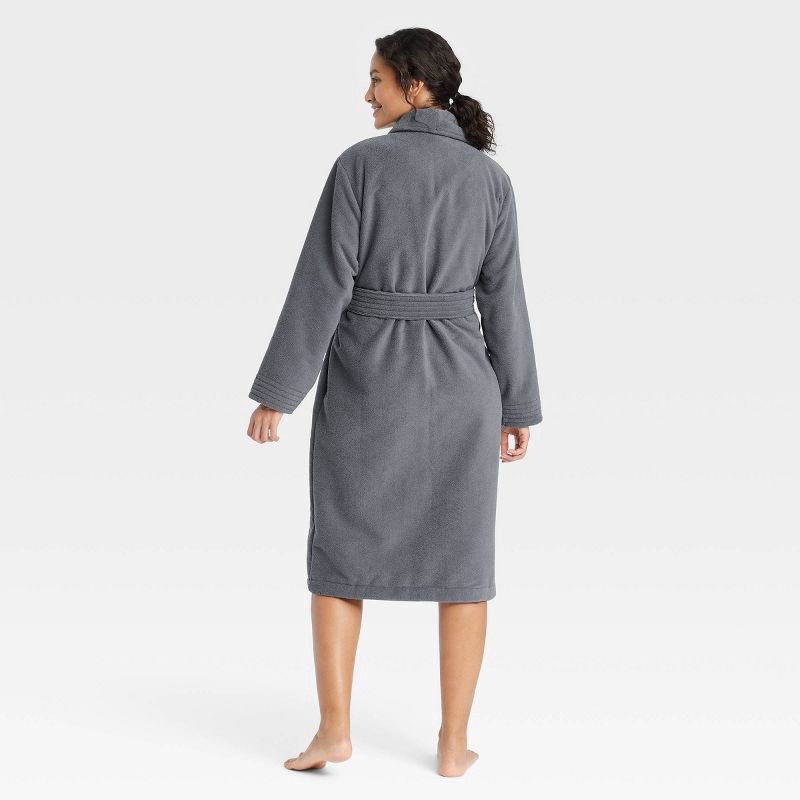 slide 2 of 3, Women's Terry Bath Robe - Auden™ Dark Gray XS/S: Heavyweight Shawl Collar, Belt Loops, Long Sleeve, 1 ct