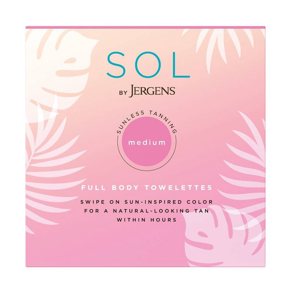 slide 1 of 6, Jergens SOL Full Body Sunless Tanning Towelettes, 6 ct