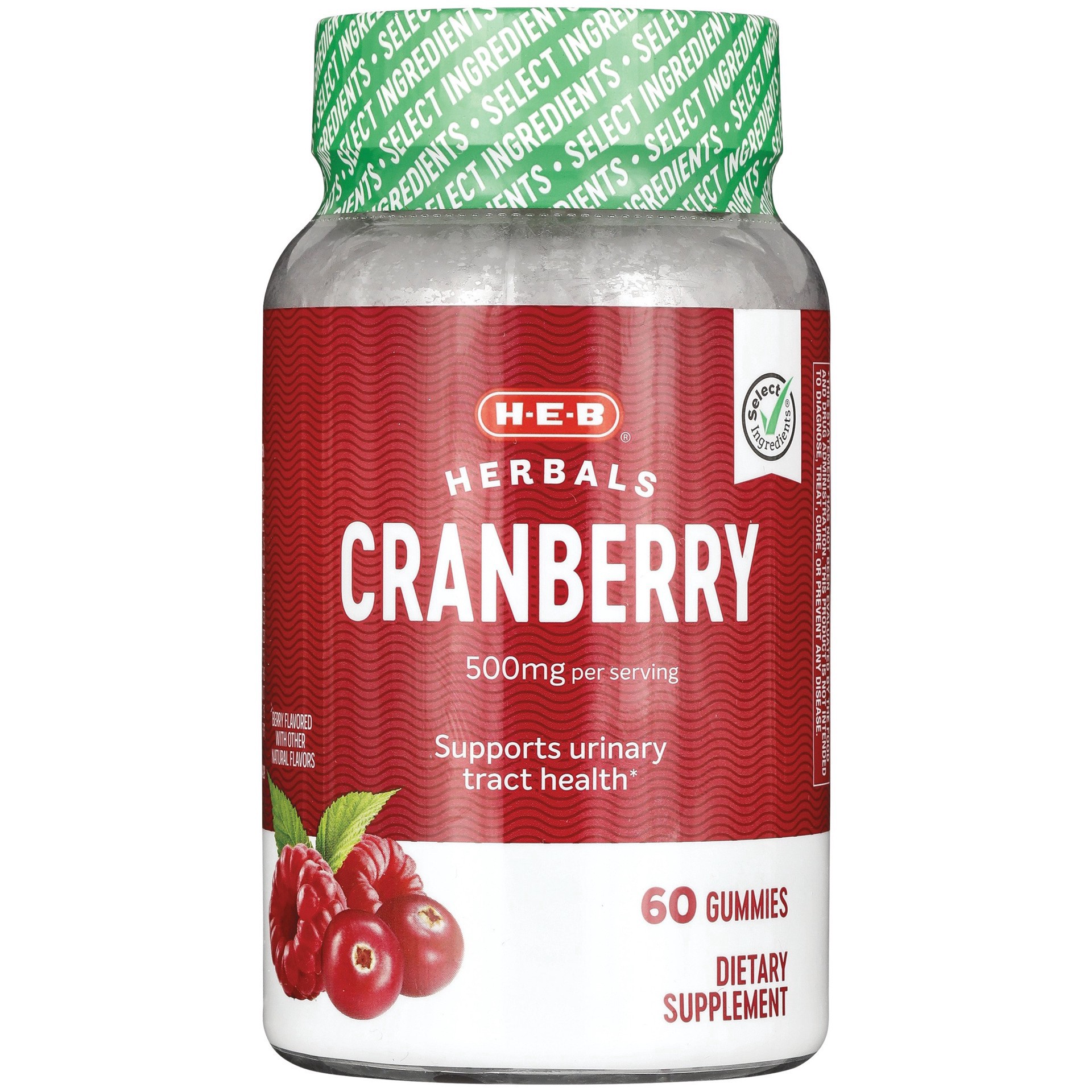 slide 1 of 1, H-E-B Herbals Cranberry Gummies - 500 mg, 60 ct