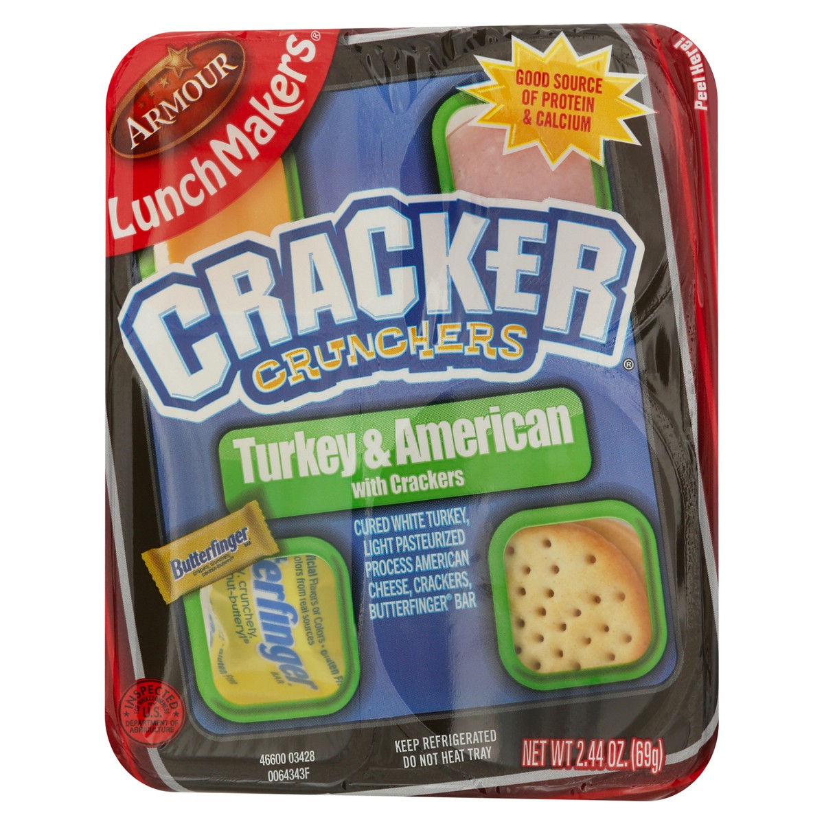 slide 2 of 9, Armour LunchMakers Meat Kit with Turkey, Cheese, Crackers and Butterfinger, 2.4 oz., 2.6 oz