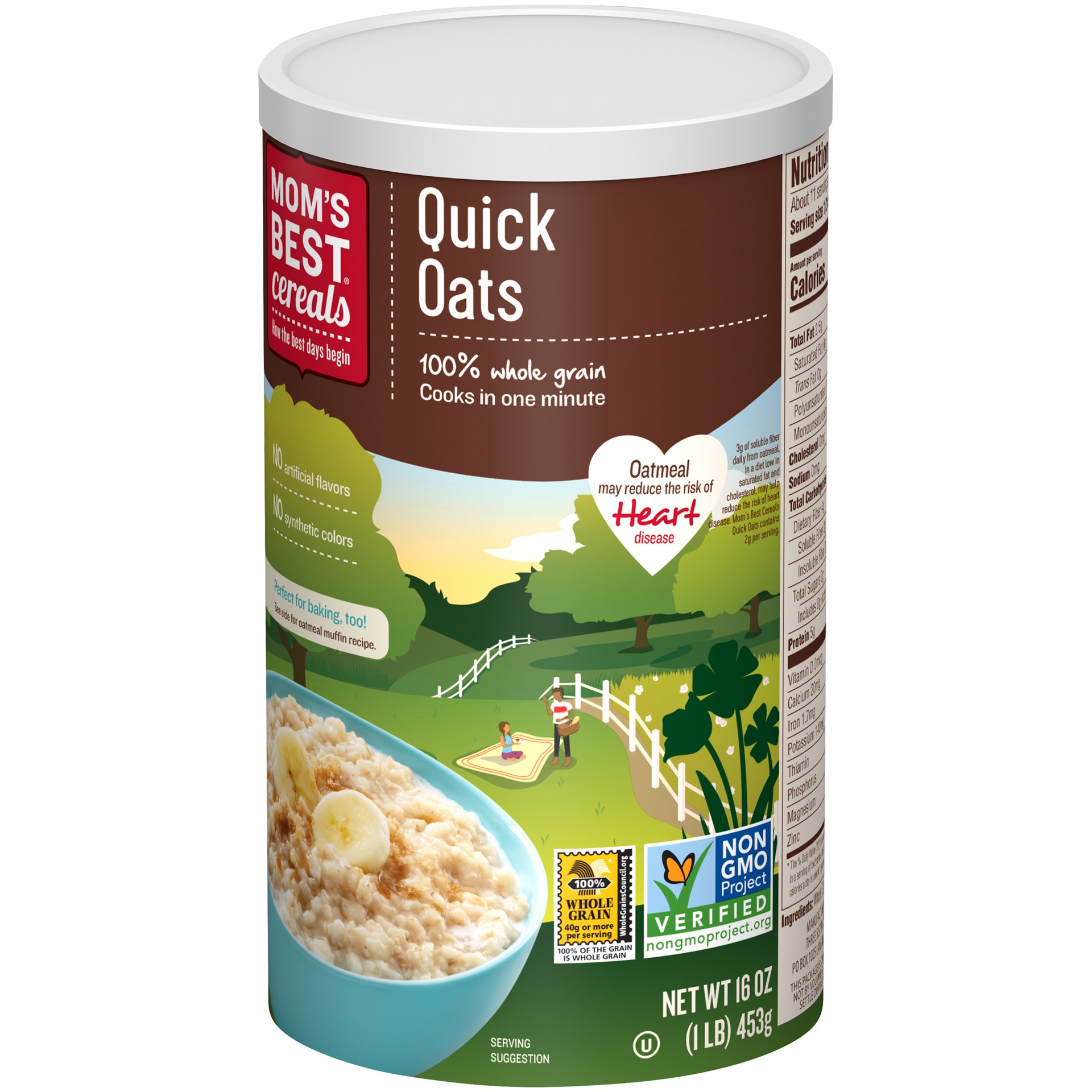 slide 2 of 5, MOM's Best Cereals Mom's Best Quick Oats, 16 OZ Canister, 16 oz