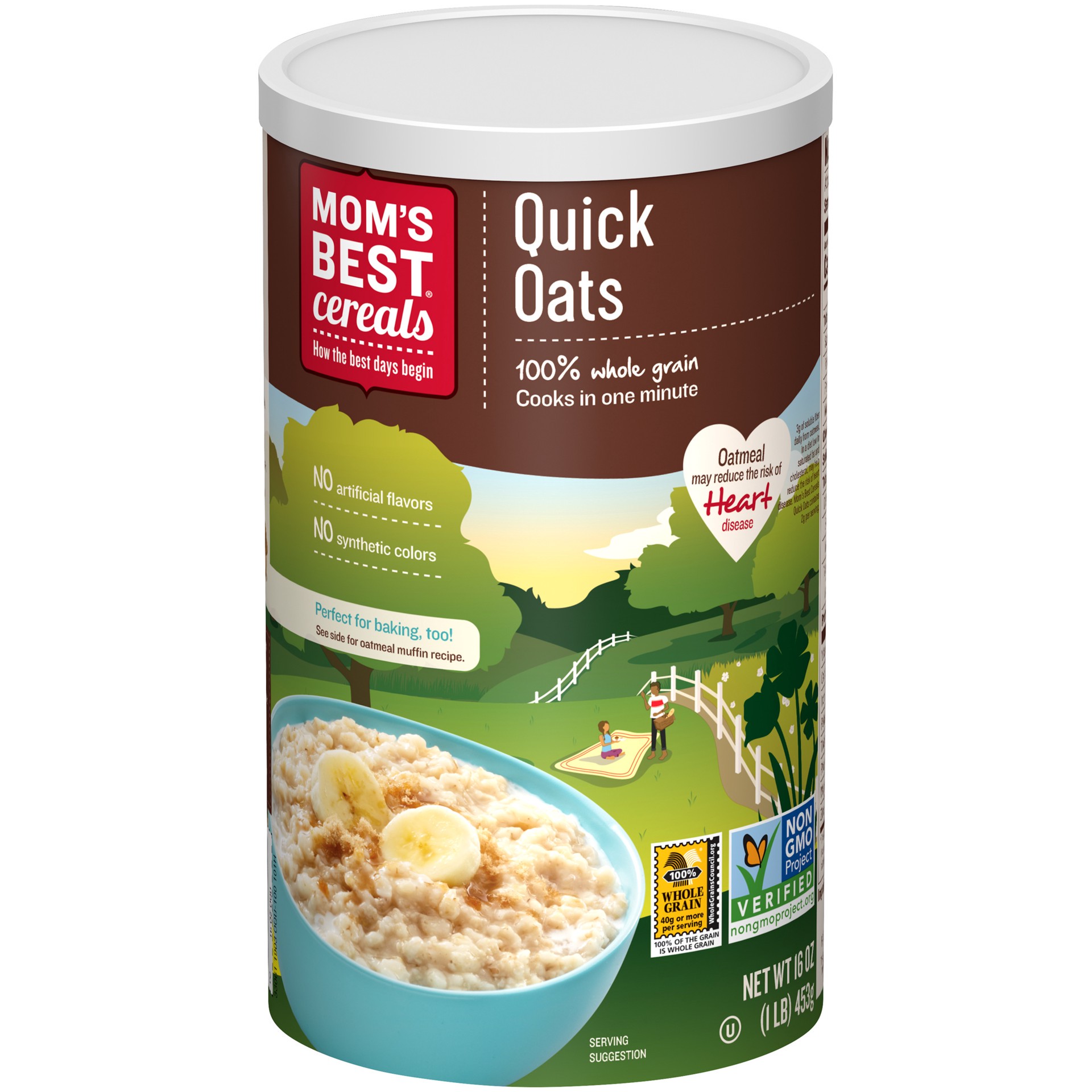 slide 5 of 5, MOM's Best Cereals Mom's Best Quick Oats, 16 OZ Canister, 16 oz