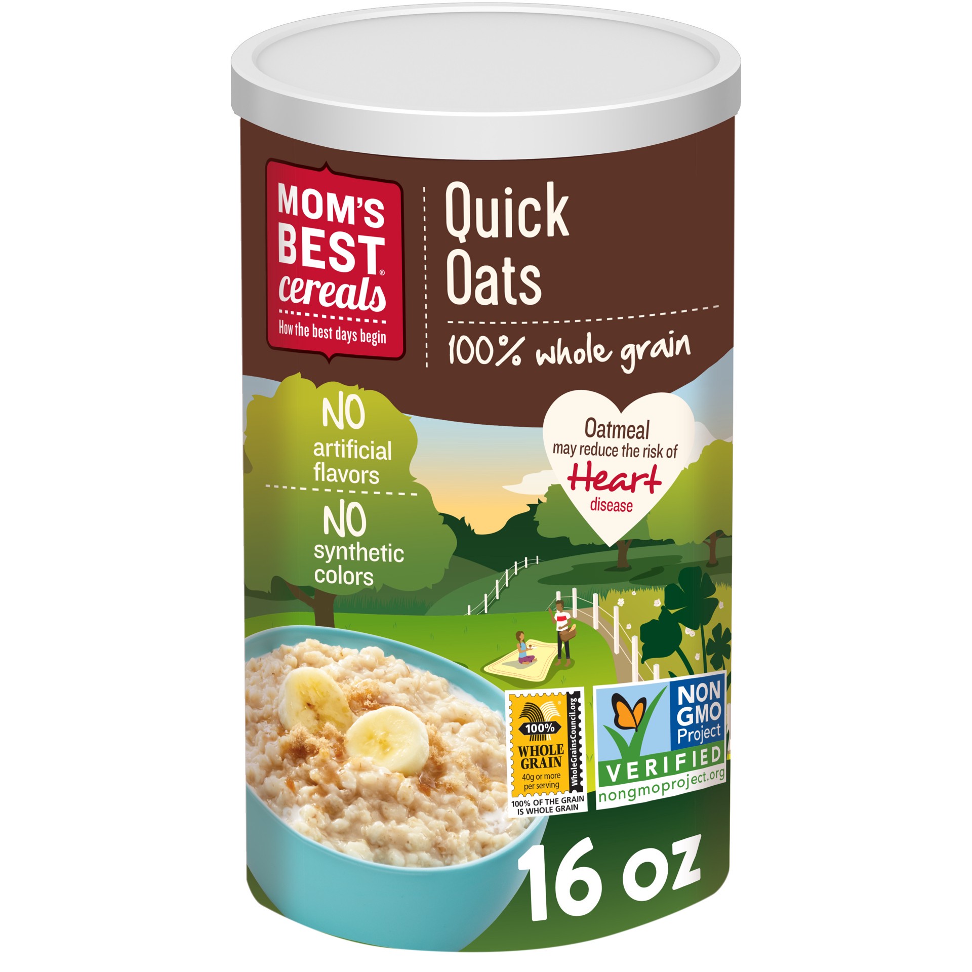 slide 1 of 5, MOM's Best Cereals Mom's Best Quick Oats, 16 OZ Canister, 16 oz