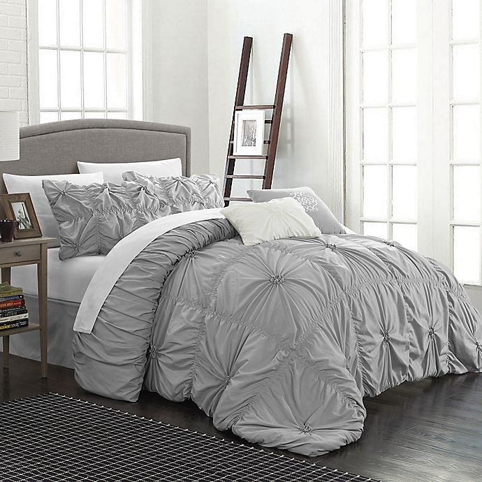 slide 1 of 5, Chic Home Hilton King Comforter Set - Silver, 6 ct