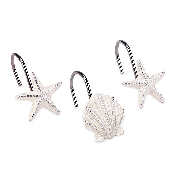 slide 1 of 1, Avanti Sequin Shell Shower Curtain Hooks - Ivory, 1 ct