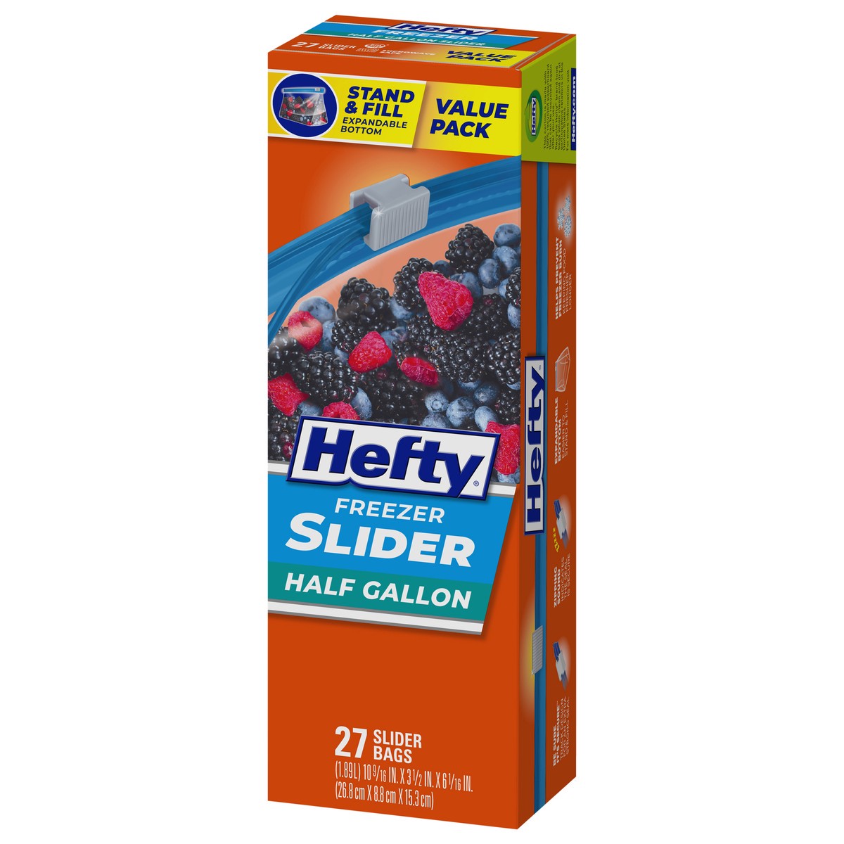 slide 3 of 15, Hefty Half Gallon Freezer Slider Bags Value Pack 27 ea, 27 ct