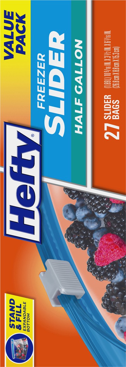 slide 7 of 15, Hefty Half Gallon Freezer Slider Bags Value Pack 27 ea, 27 ct