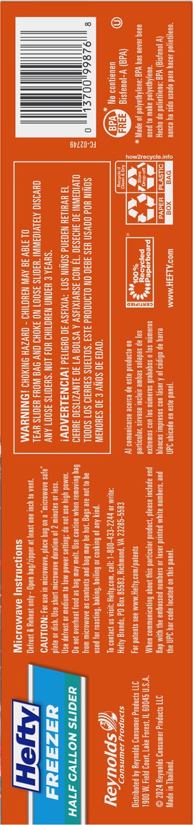 slide 15 of 15, Hefty Half Gallon Freezer Slider Bags Value Pack 27 ea, 27 ct