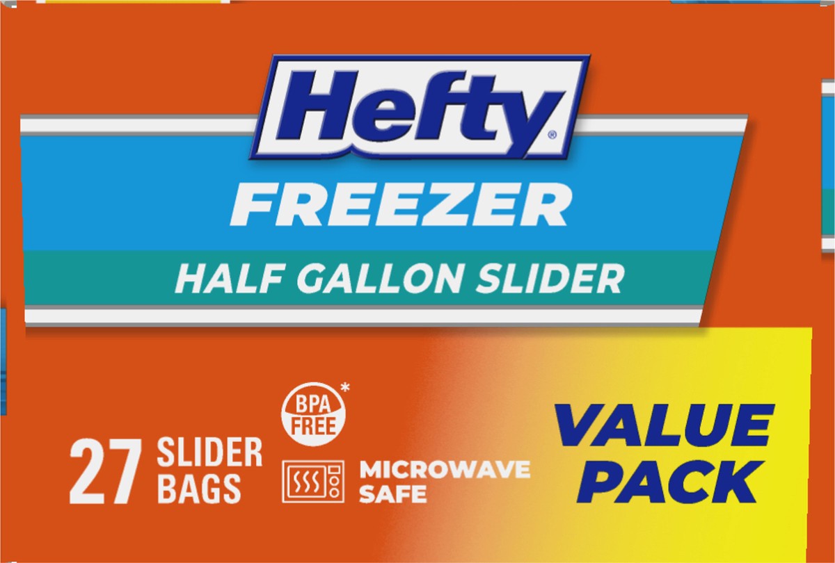 slide 11 of 15, Hefty Half Gallon Freezer Slider Bags Value Pack 27 ea, 27 ct