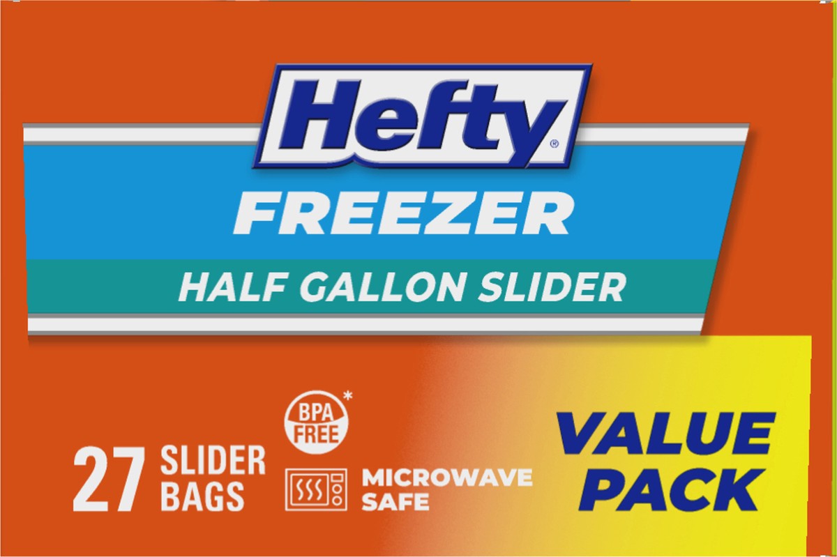 slide 6 of 15, Hefty Half Gallon Freezer Slider Bags Value Pack 27 ea, 27 ct