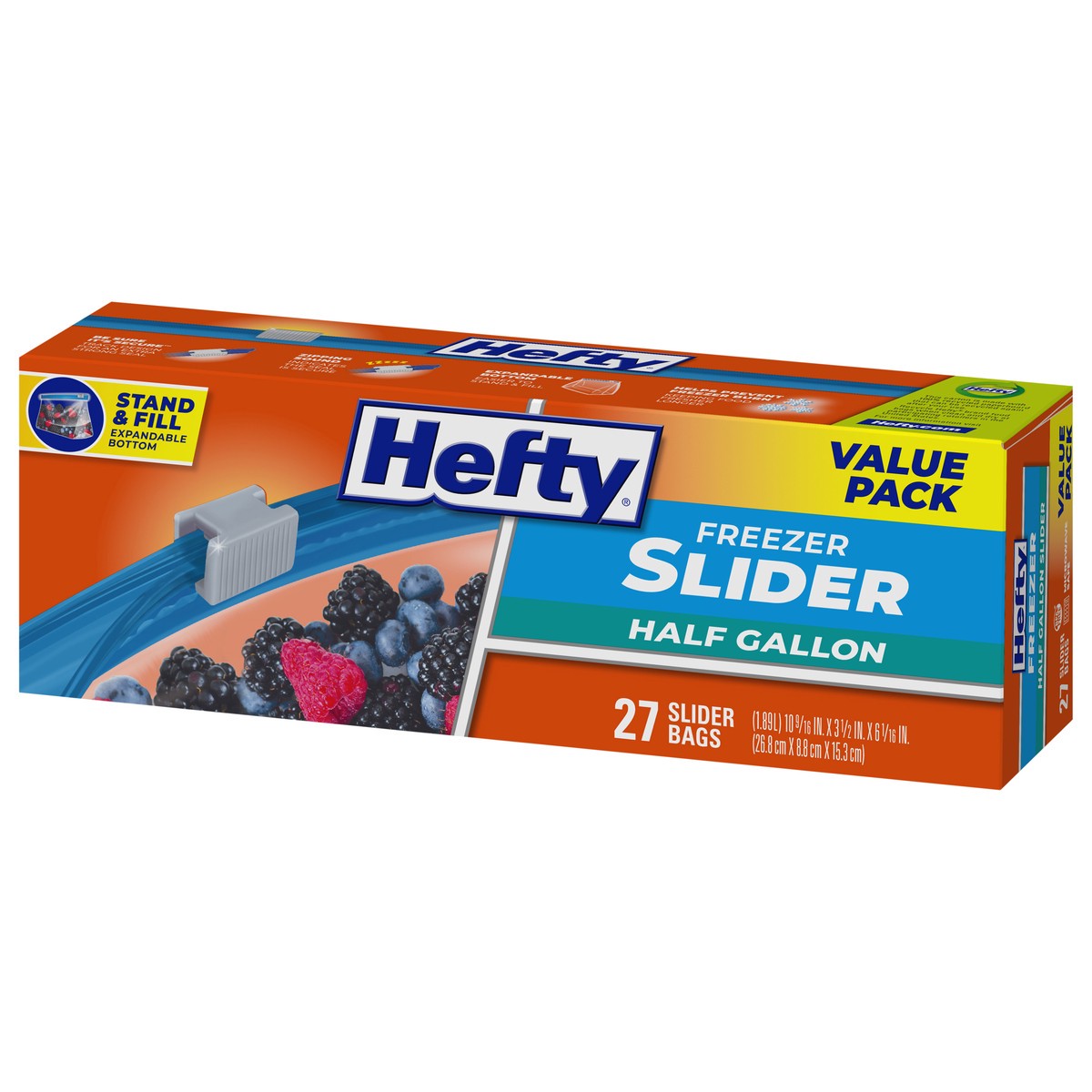 slide 5 of 15, Hefty Half Gallon Freezer Slider Bags Value Pack 27 ea, 27 ct