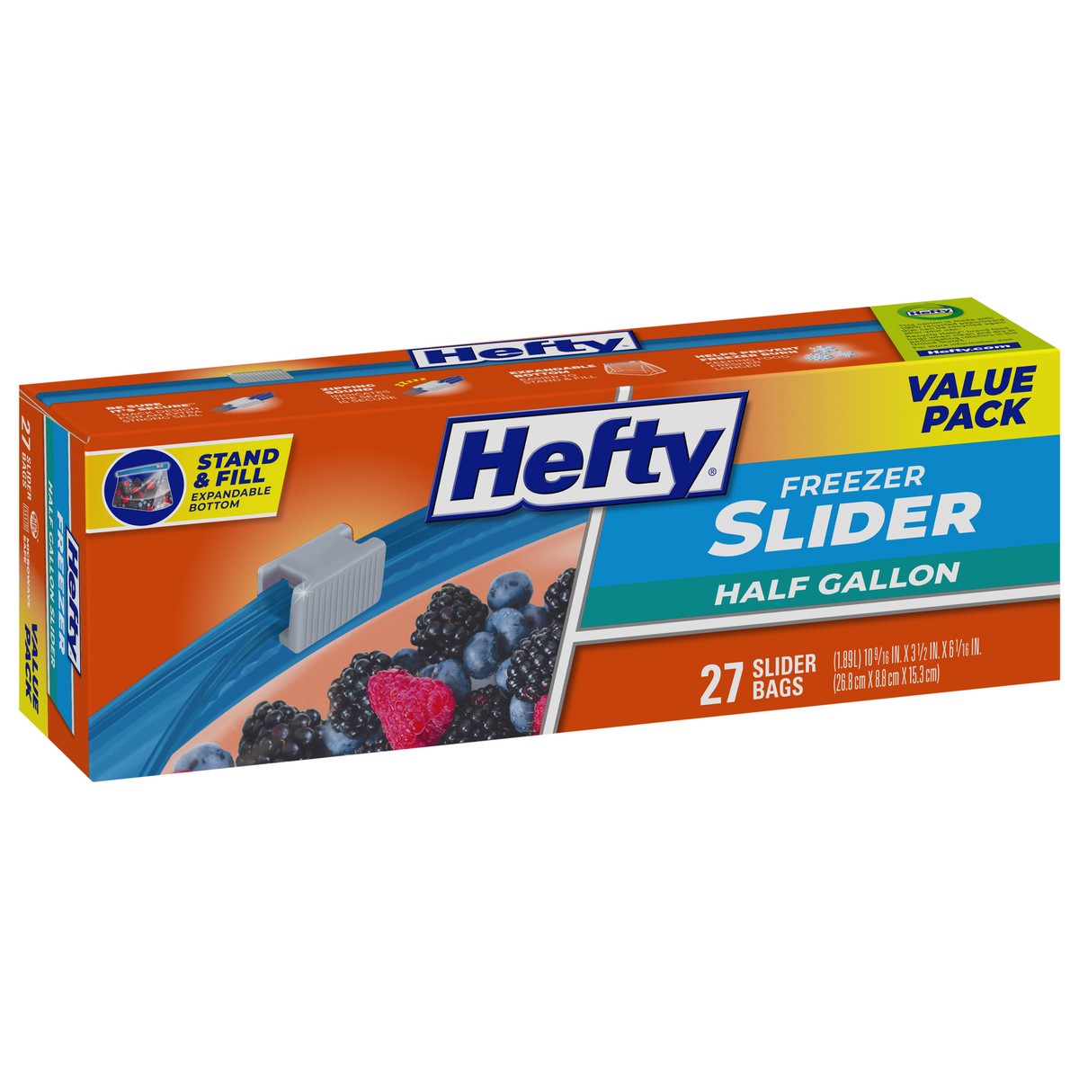 slide 14 of 15, Hefty Half Gallon Freezer Slider Bags Value Pack 27 ea, 27 ct