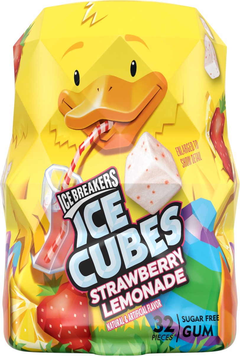 slide 1 of 2, ICE BREAKERS ICE CUBES Strawberry Lemonade Flavored Sugar Free Chewing Gum with Xylitol Bottle (32 Piece), 32 ct