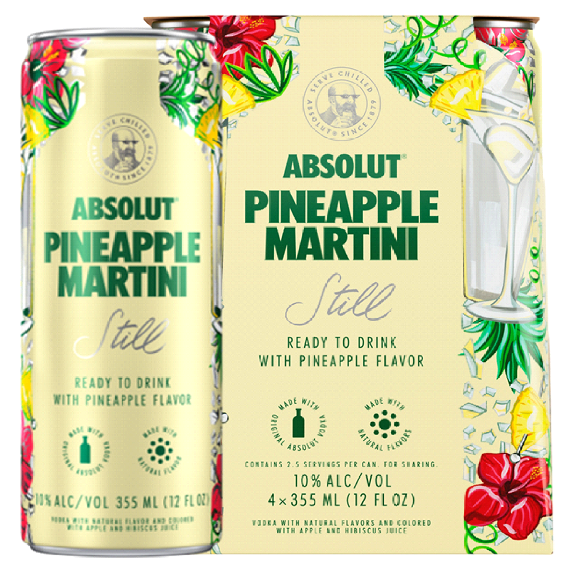 slide 1 of 1, Absolut Pineapple Martini Still Cocktail, 4 ct; 12 oz