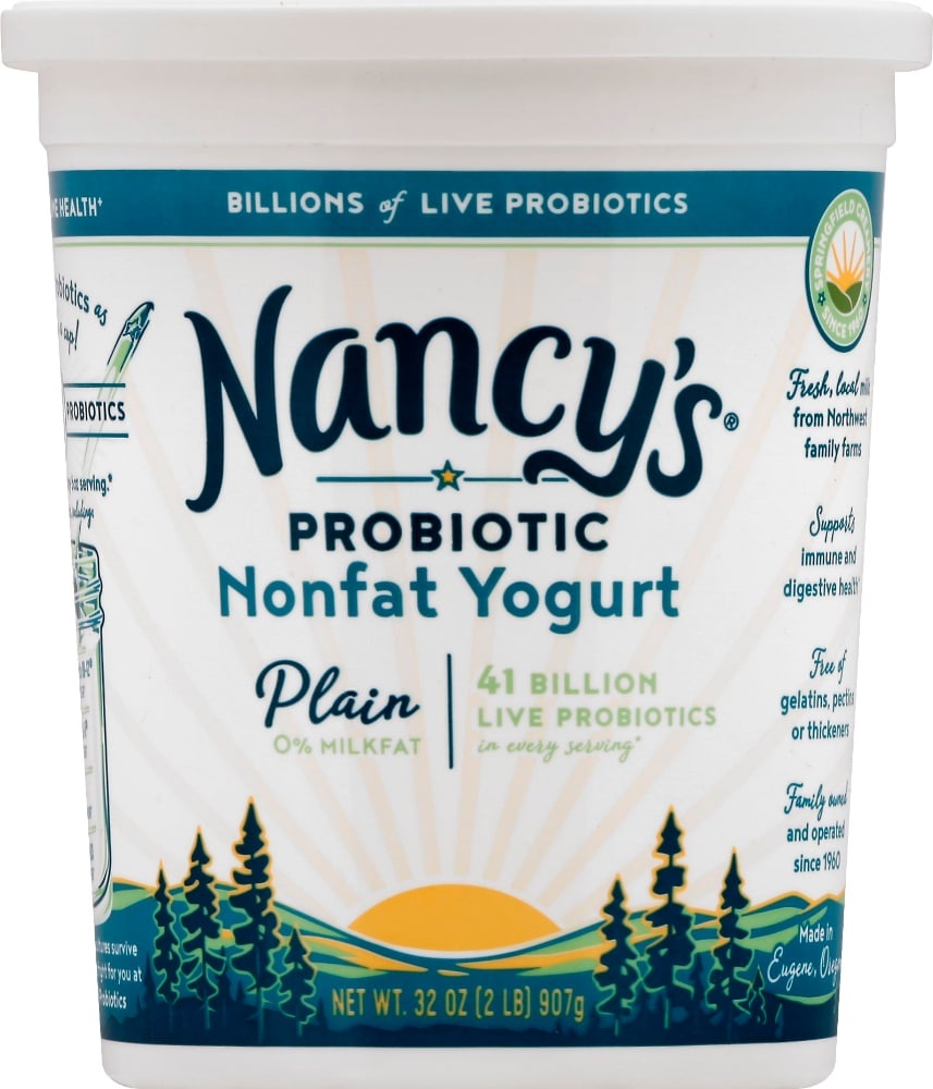slide 1 of 1, Nancys Yogurt, Nonfat, Plain, 32 oz