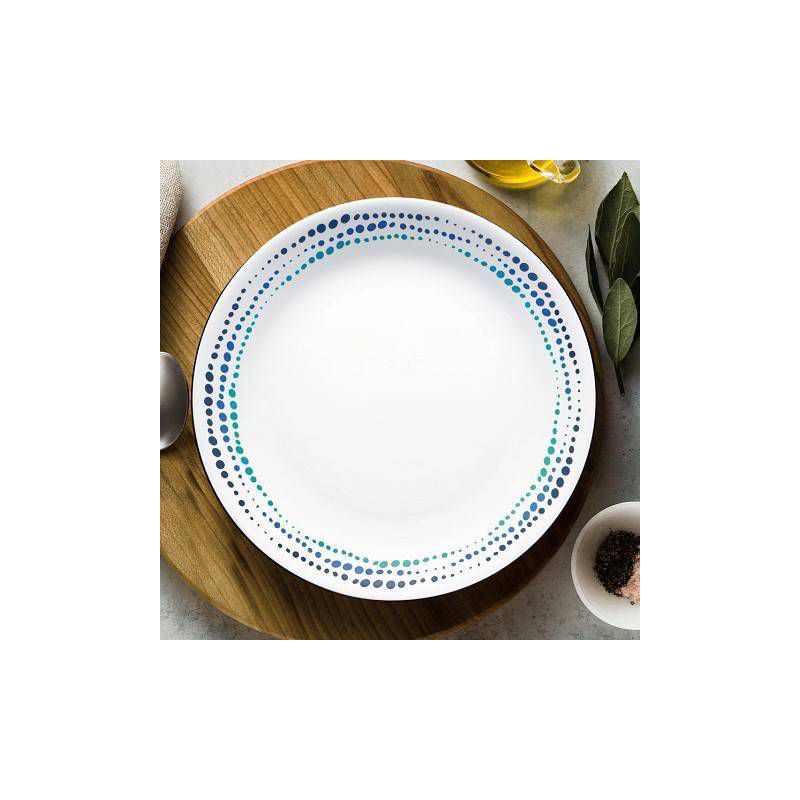 slide 3 of 8, Corelle 16pc Ocean Blues Dinnerware Set: Polka Dot Plates & Bowls, Service for 4, Dishwasher-Safe, 16 ct