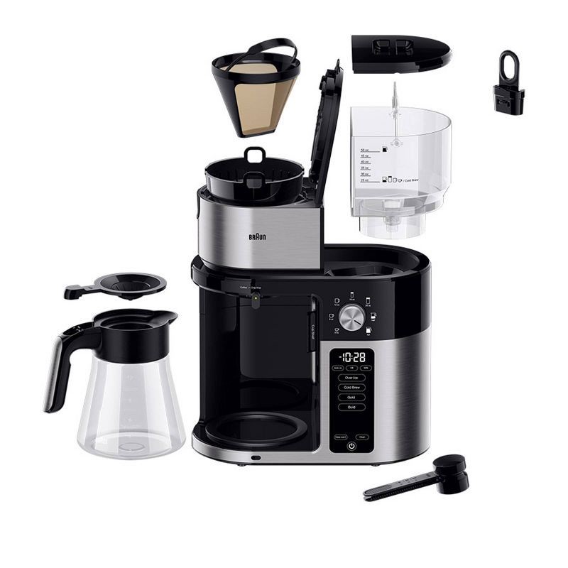 slide 4 of 10, Braun MultiServe Plus 10-Cup Pod Free Drip Coffee Maker, 7 Brew Sizes / Hot & Cold Brew, KF9250BK: Stainless Steel, Electric, Dishwasher-Safe, 1 ct