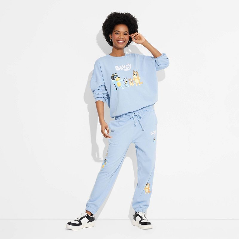 slide 3 of 3, Women's Bluey Graphic Sweatshirt - Blue XS, 1 ct