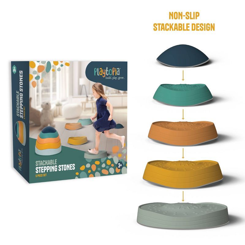 slide 3 of 3, Playtopia Stacking Stepping Stones Play Equipment - 5pc: Creative Thinking Toy for Ages 3+, 5 ct