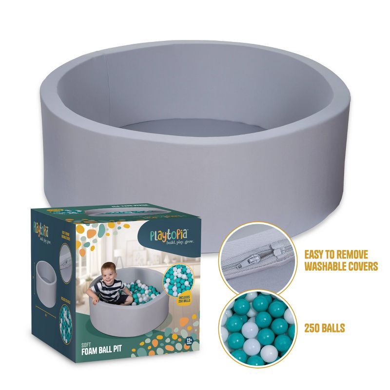 slide 4 of 5, Playtopia 36'' Foam Ball Pit with 250 ct Ball: Develops Gross Motor Skills, 250 ct