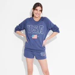 Zoe+Liv Women's American Original USA Graphic Sweatshirt - Navy Blue L