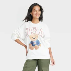 Grayson Threads Women's USA Bear Graphic Sweatshirt - White L