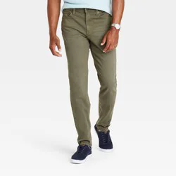 Men's Comfort Wear Slim Fit Jeans - Goodfellow & Co™ Olive 32x32: Mid Rise, Stretch Denim, Machine Washable